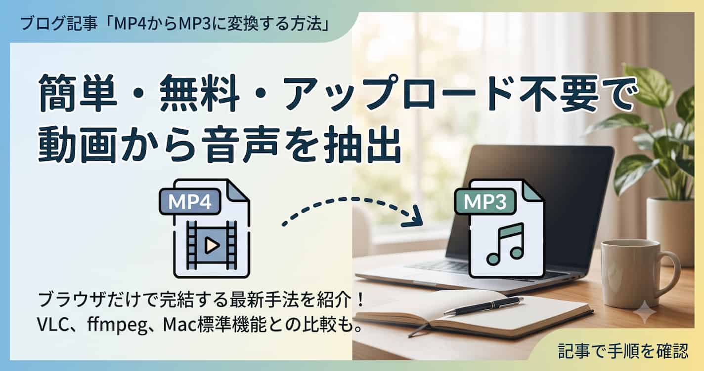 MP4からMP3に変換する方法 | 無料・アップロード不要で音声を抽出