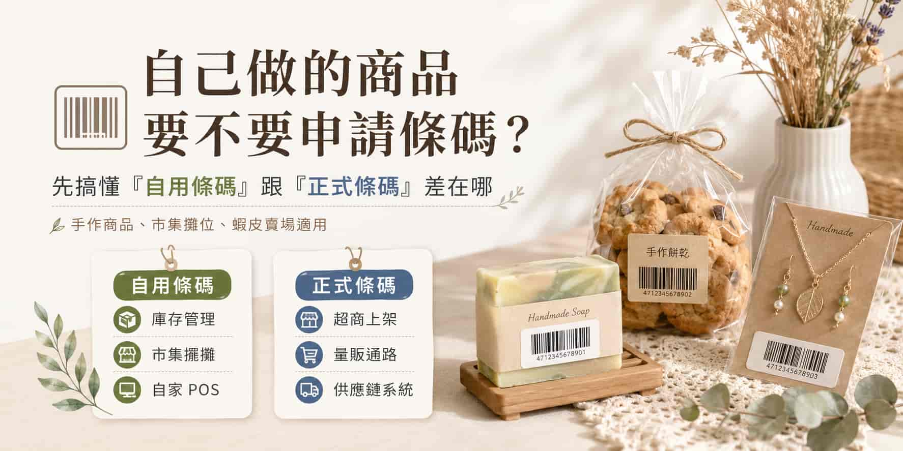 自己做的商品要不要申請條碼？先搞懂『自用條碼』跟『正式條碼』差在哪