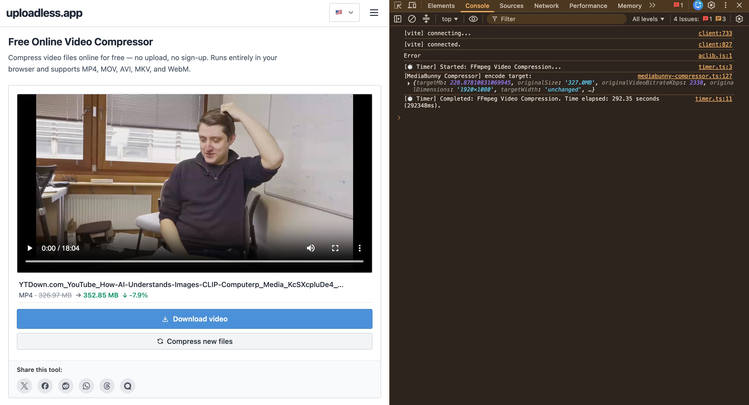 The Limits of WebCodecs API in the Browser: A 350MB Video Compression Test
